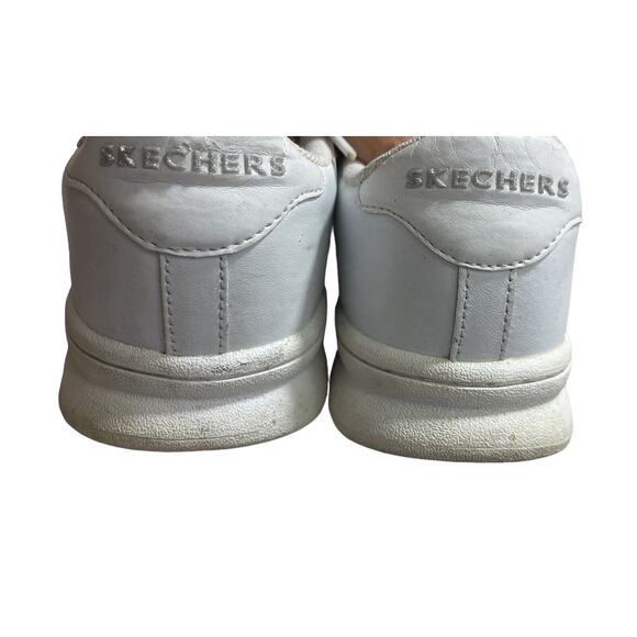 Vtg Skechers White Sneakers 10 Leather Silver Logo Y2k 1990s Shoes WSL Lace up - Picture 8 of 11